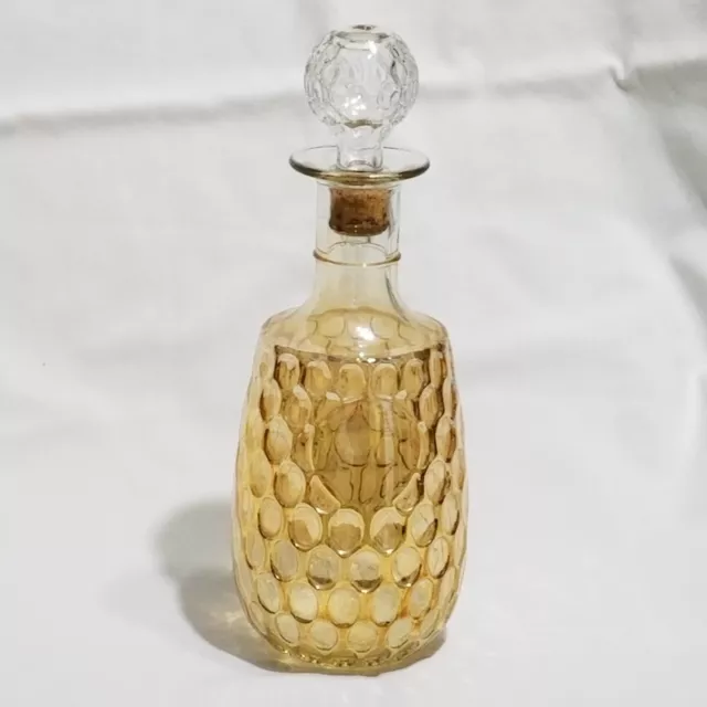 Old Forester Gold Iridescent Carnival Glass Thumbprint Liquor Bottle Decanter
