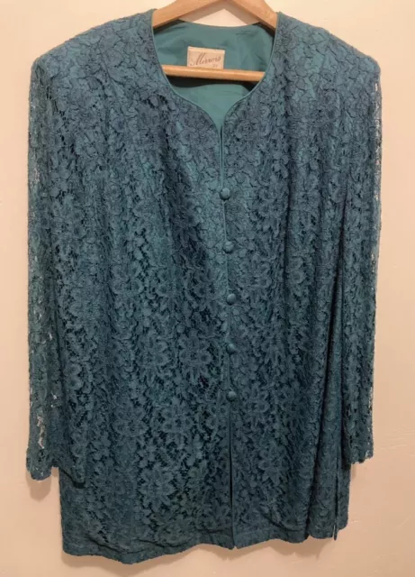 Mirrors Melbourne Lace Turquoise Top Jacket Size 22 (14 -16) Measurements Mature