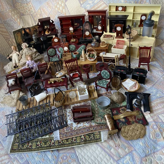 Dolls House Furniture Accessories Job Lot 1:12 Stove Dresser Chairs Table Rugs