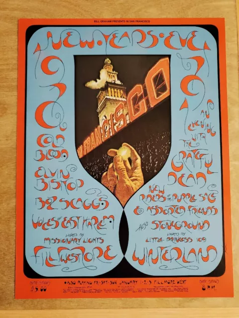 BG-263 postcard/handbill NYE 70/71 Grateful Dead Fillmore Winterland Singer NM