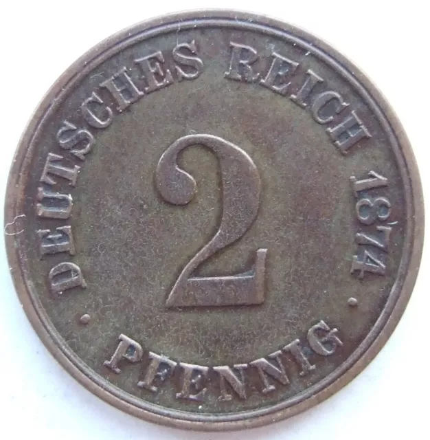Moneta Reich Tedesco Impero Tedesco 2 Pfennig 1874 C IN Quasi Extremely fine