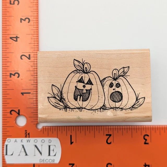 Doodle Arts Double Pumpkin Halloween Jack-o-lantern Fall Harvest Rubber Stamp