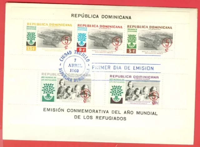 Dominican Republic REFUGEE year Overprint S/S on FDC Cover 1960