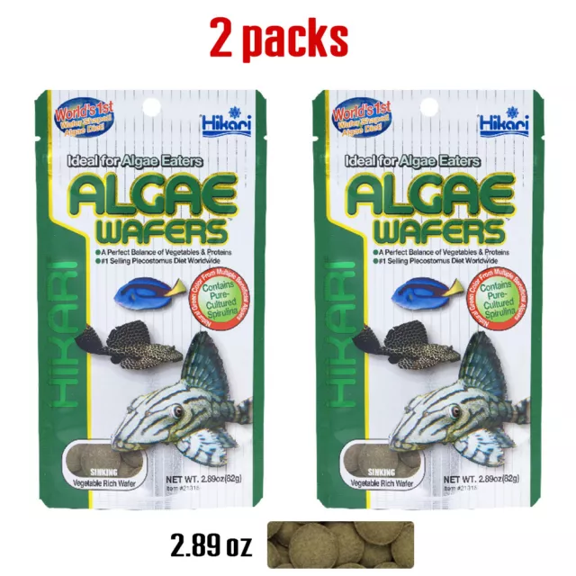 Obleas de algas de espirulina hundidas Hikari alimentos para peces tropicales 2,89 oz x 2 paquetes