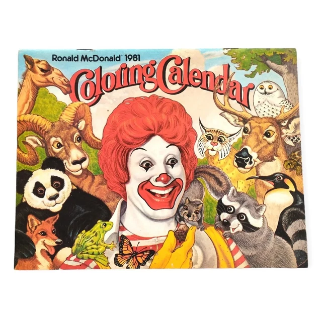 VINTAGE RONALD MCDONALD 1981 Coloring Calendar McDonald's Collectible £