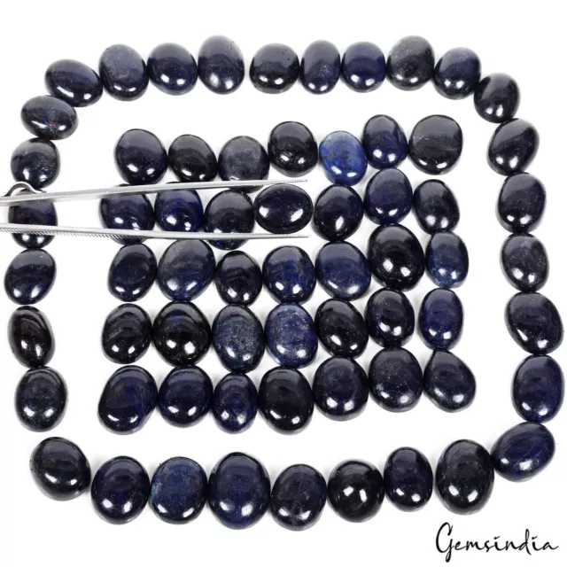 1450 Cts/65 Pcs Natural Dark Blue Sapphire Oval Cab Loose Gemstones For Jewelry