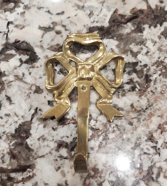 vintage brass bow tie ribbon shaped hook wall hanger coat hook bowtie decor