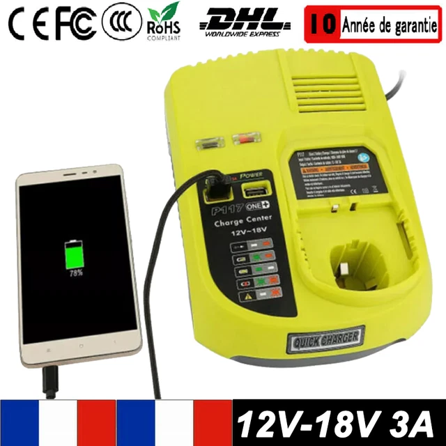 Chargeur Ryobi RC18120 18V ONE idéal pour Travaux de Rénovation Chargeur Ryobi RC18120 18V ONE idéal pour Travaux de Rénovation