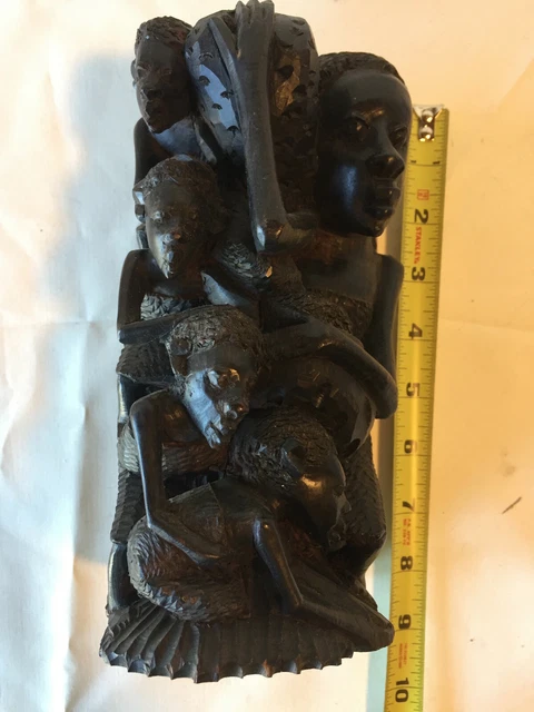 African Makonde Tree Of Life Family Carving Sculpture Tanzania Blackwood