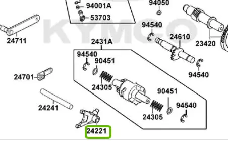 Fourchette Kymco Kxr 250, Maxxer 250/300, Mxu 250 24221-Pta3-E00 Oem
