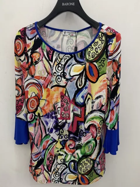 MAGLIA DONNA CASUAL Viscosa Stampa Grafica Manica A 3 4 Carla