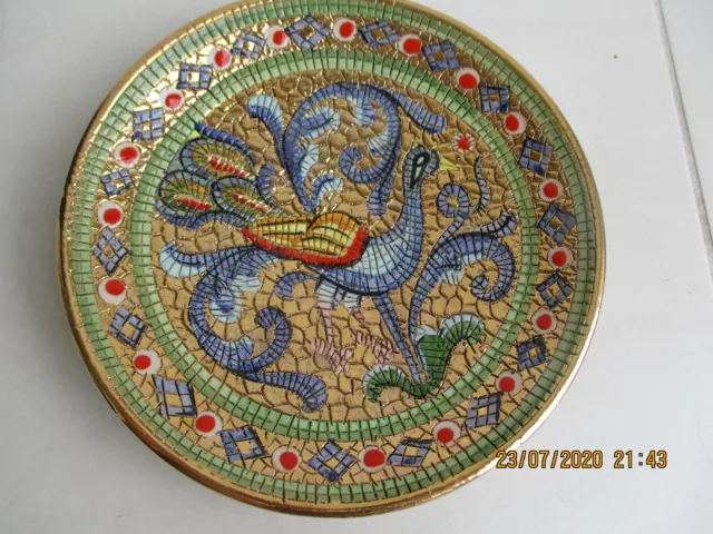 Ancienne assiette en céramique mosaique signée Ravenna numérotée
