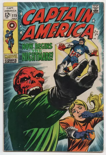 Captain America 115 Marvel 1969 VG Red Skull Cosmic Cube Marie Severin Stan Lee