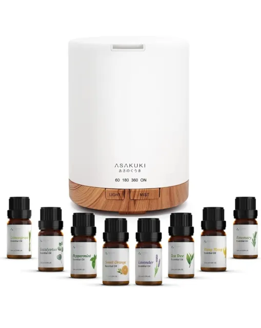ASAKUKI Essential Oil Diffuser, Aromatherapy Cool Mist Home Humidifier with 7...
