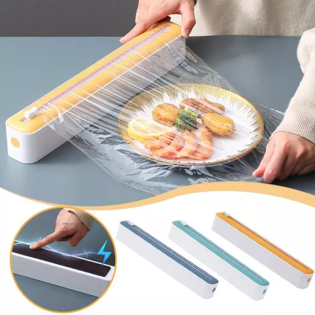 Kitchen Cling Film Dispenser Food Plastic Wrap Foil Cutter Storage Holder Tools-