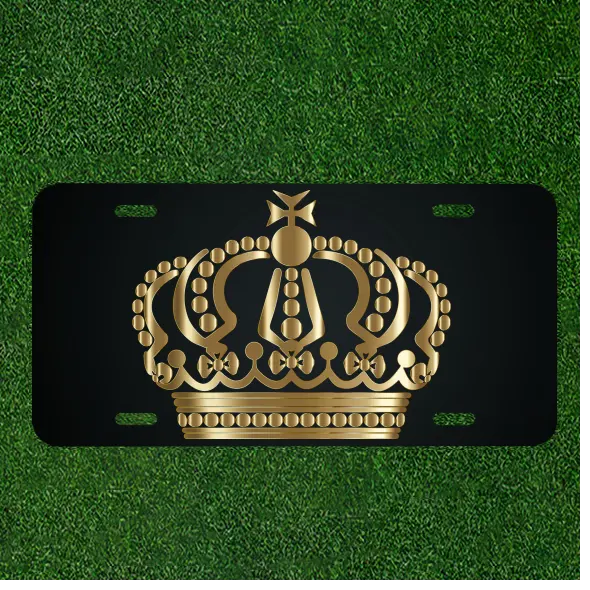 Custom Personalized License Plate Auto Tag With Gorgeous Golden Queen Crown