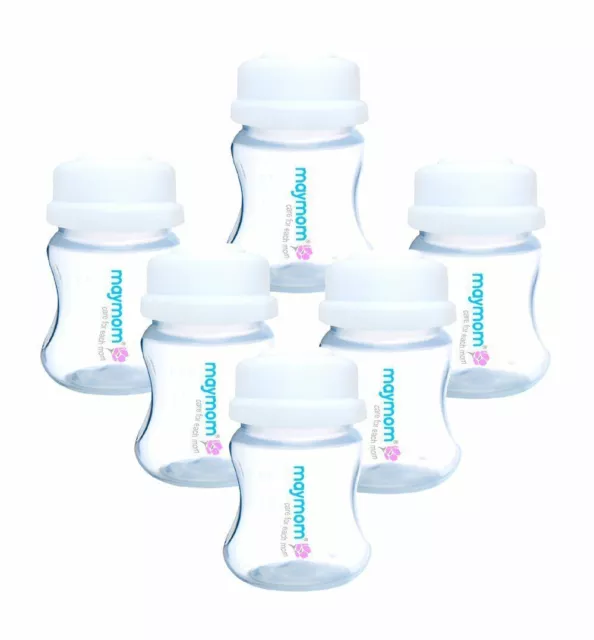 Maymom Wide-mouth Milk Storage Collection Bottle with SureSeal Sealing Disk; 6pc