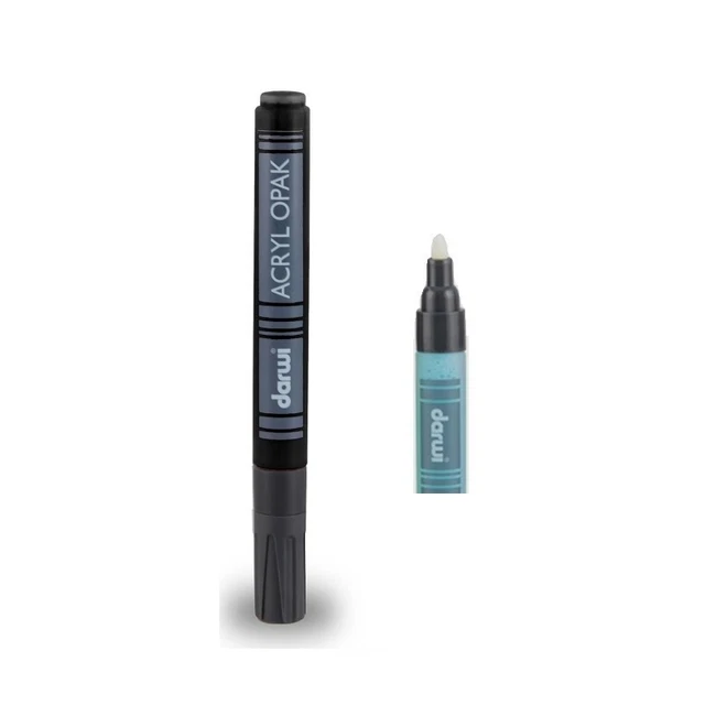 Marqueur feutre acrylique noir, Darwi Acryl Opak, Pointe Epaisse 2 mm, 6 ml, pou