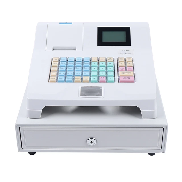 Electronic 48 Keys Pos System Cash Register Casher w/ Drawer Retail Shop 12V
