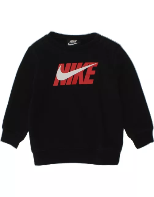 NIKE Baby Boys Graphic Sweatshirt Jumper 12-18 Months Black Cotton AZ04