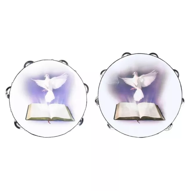 Bible Bells Drum Handheld Tambourine Hand Bells for Family Party Child