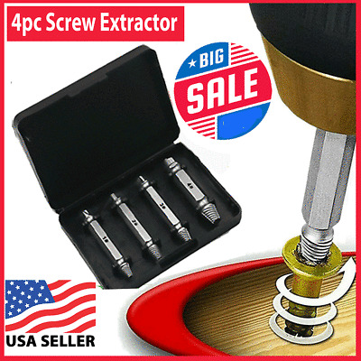 Damaged Screw Extractor Get It Out Drill Bits 4 PCS Tool Set Broken Bolt Remover