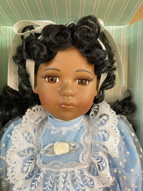 Vintage Kingstate Collectable Porcelain Doll- RARE Black Girl/ Woman CRACKED