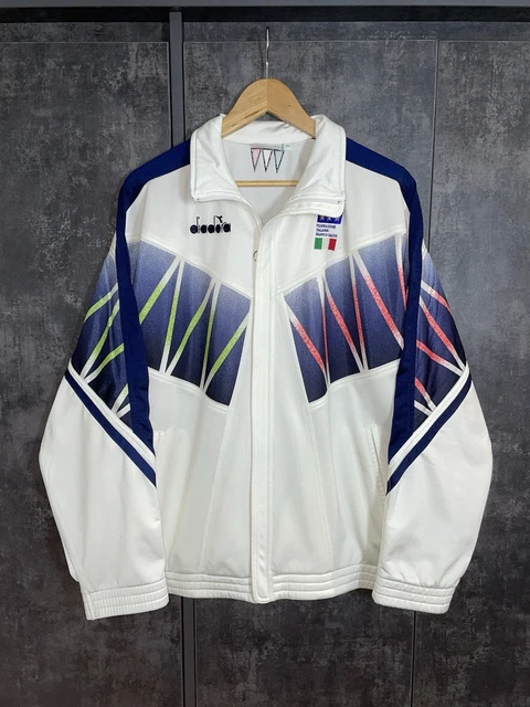 Veste Training Italie Diadora 1994 - Vintage - Taille M - Blanc
