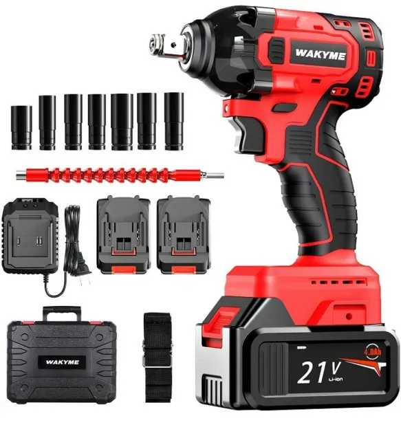 21V MAX Cordless Impact Wrench Kit, 1/2" Brushless Compact Wrench Power Tool Kit