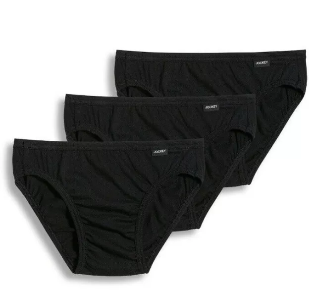 NEW MEN'S JOCKEY 3-pack (Black) Color Bikini Briefs Underwear 100% ...