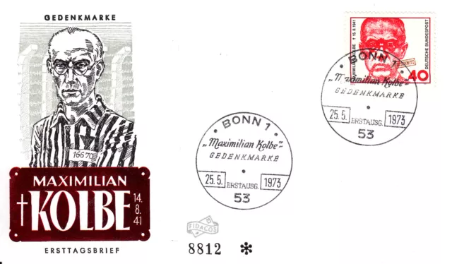 Bundesrepubik FDC Ersttagsbrief Mi. 771 Kolbe 1973 ETB Nr. 8812