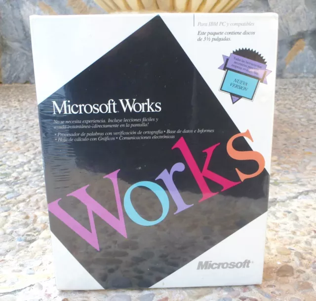 Pack software Microsoft Works 2.00 en caja sin abrir. Precintado. IBM PC MS-DOS