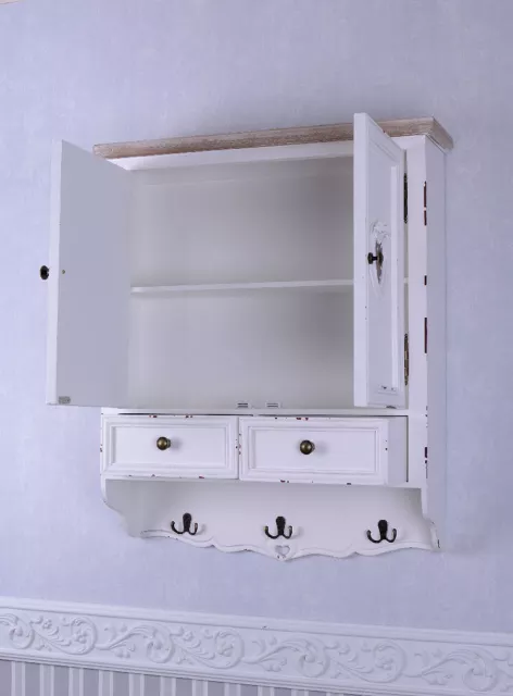 Wandschrank Vintage Hängeschrank Weiss Garderobe Shabby Chic Küchenschrank Holz 2