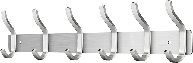 Appendiabiti Da Parete Pieghevole 2 Pezzi - Acciaio Inox, Ganci Extra, Per Bagno, Camera, Lavanderia