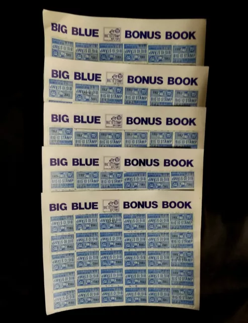 Lot Of 5 Sheets Vintage Big Ten Circle W Collectible Trading Blue Stamps