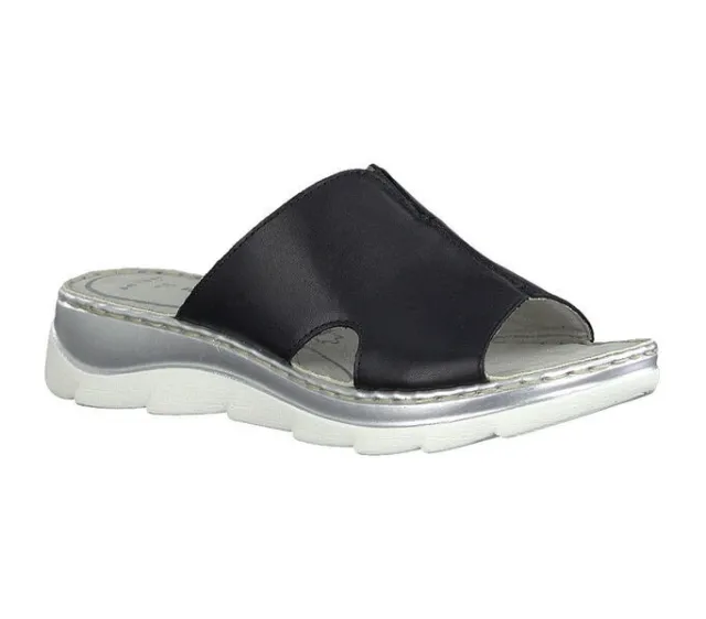 Ladies Sandals Mules Slides Size UK 6 Marco Tozzi EXTRA COMFY Leather - Black