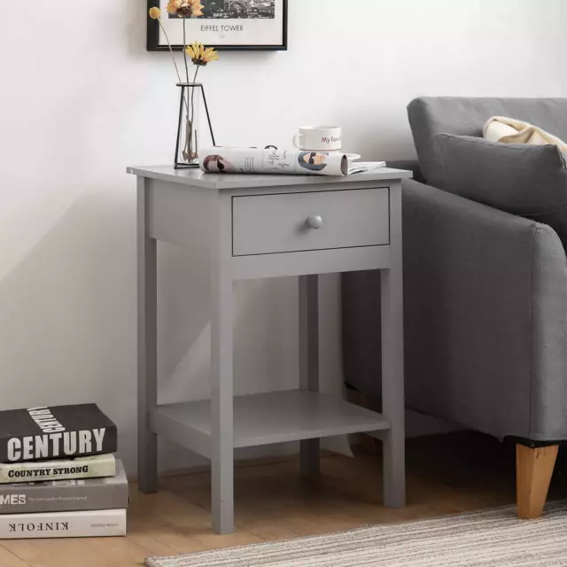 Cassetto comodino Woodluv con mensola armadio tavolino - Grigio