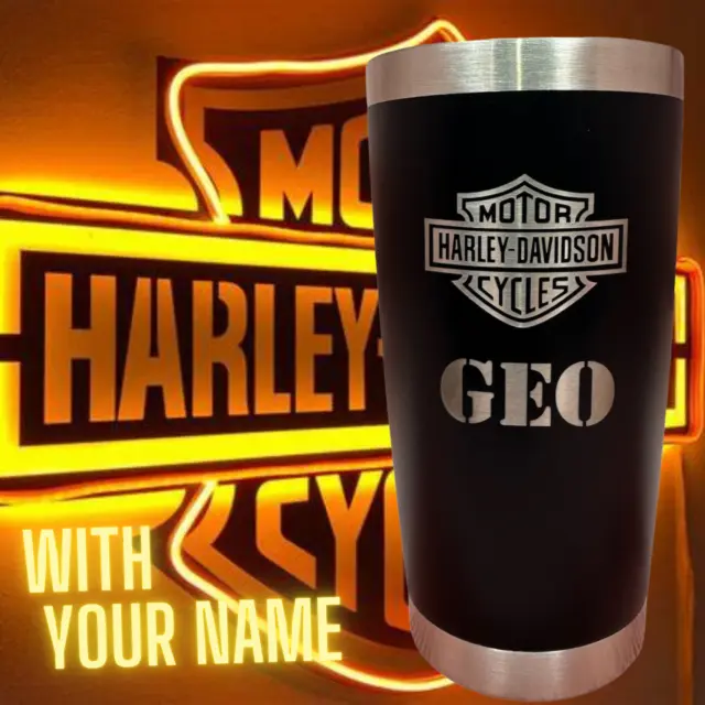 Harley Davidson Logo 20oz – 2 Sided Lasered Insulated Tumbler –with your Name