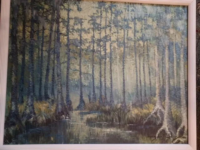 Original Signed Oil Painting on canvas Framed Florida Everglades Franz Bolinger