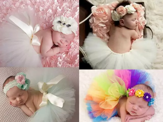 Newborn Baby Beautiful Tutu skirt with Head band photography prop Costume Outfit