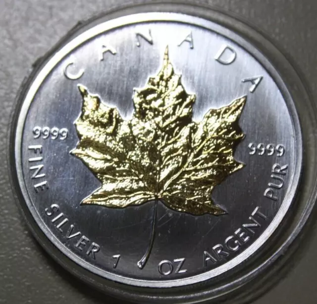 Kanada Maple Leaf 5 Dollars 2004 Silber 1 oz F#5759 ST-BU gildet