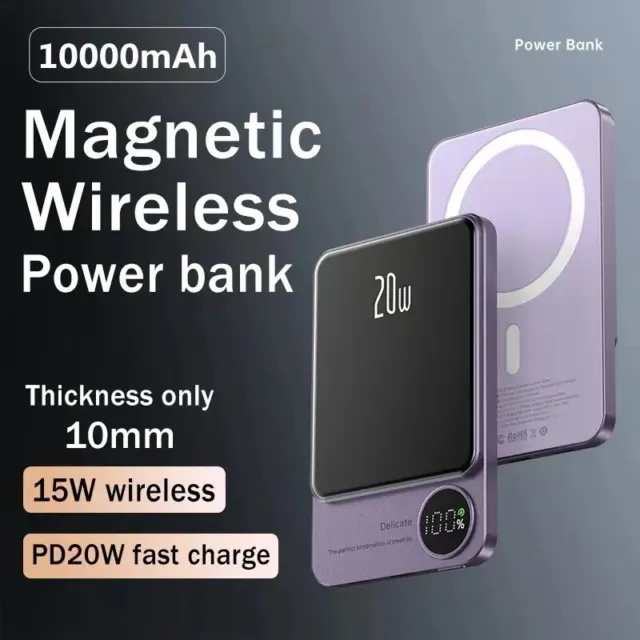 10000mAh 20W PD Magnetic Power Bank Fast Wireless Charger Mini External Battery