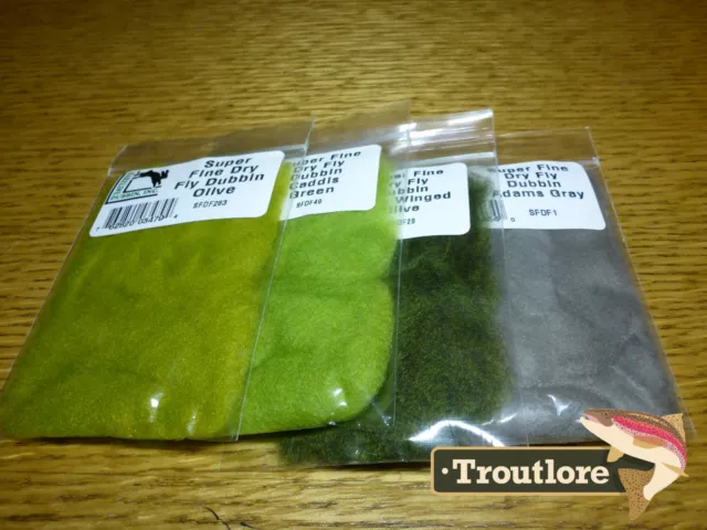 4 Pack Super Fine Dry Fly Dubbing Hareline Dubbin Combo New Fly Tying Materials