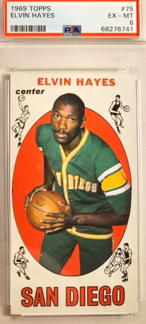 1969 Topps #75 Elvin Hayes Psa 6 Ex-Mt Rc Rookie Hof