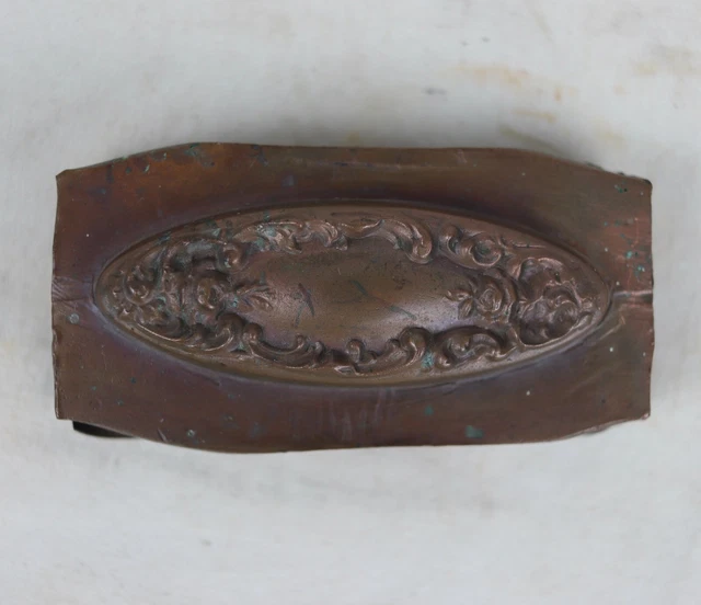 Antique Art Nouveau Bronze Industrial Vanity Set Item Handle Mold - 3.75" x 2"