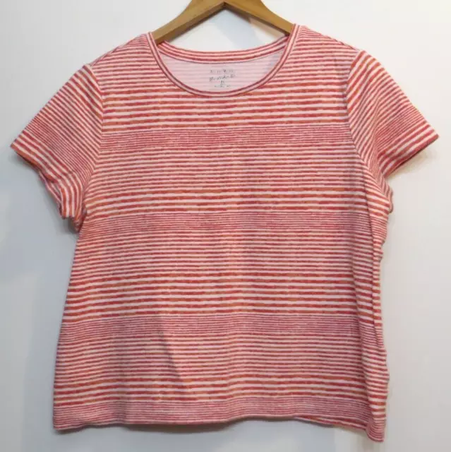 Studio Works The Studio Tee T Shirt Top Womens Petite Large 100% Cotton Striped