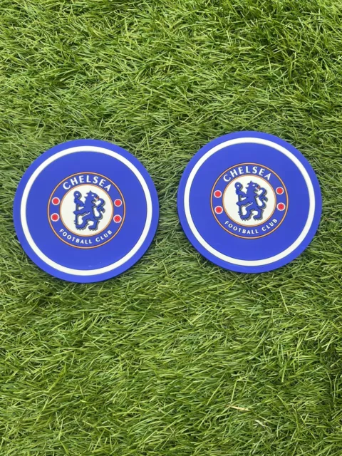 Official Chelsea FC 2pk Coaster Set Non Slip Silicone Rubber Football