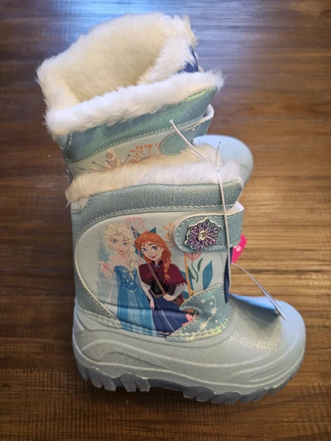 NWT DISNEY LED Light Up Toddler Girls Frozen Winter Boots Blue