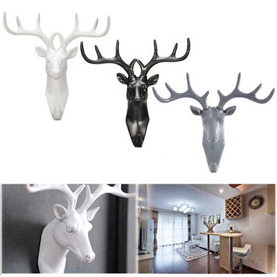 Animal Deer Stags Head Hook Wall Hanger Clothes Rack Key Holder Resin Decoration