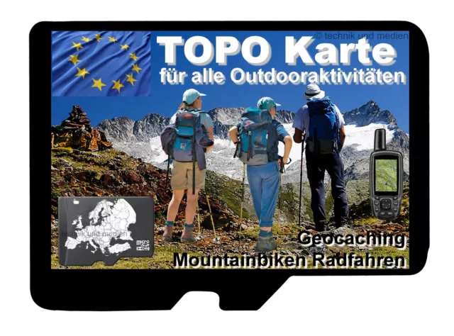 NEU für GARMIN microSD Topografische Karte EUROPA 16GB TOPO mit HÖHENLINIEN